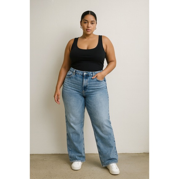 Good American Denim - Good American Good Skate Wide Leg Jeans Womens 15 Acid‎ Wash Baggy Y2K